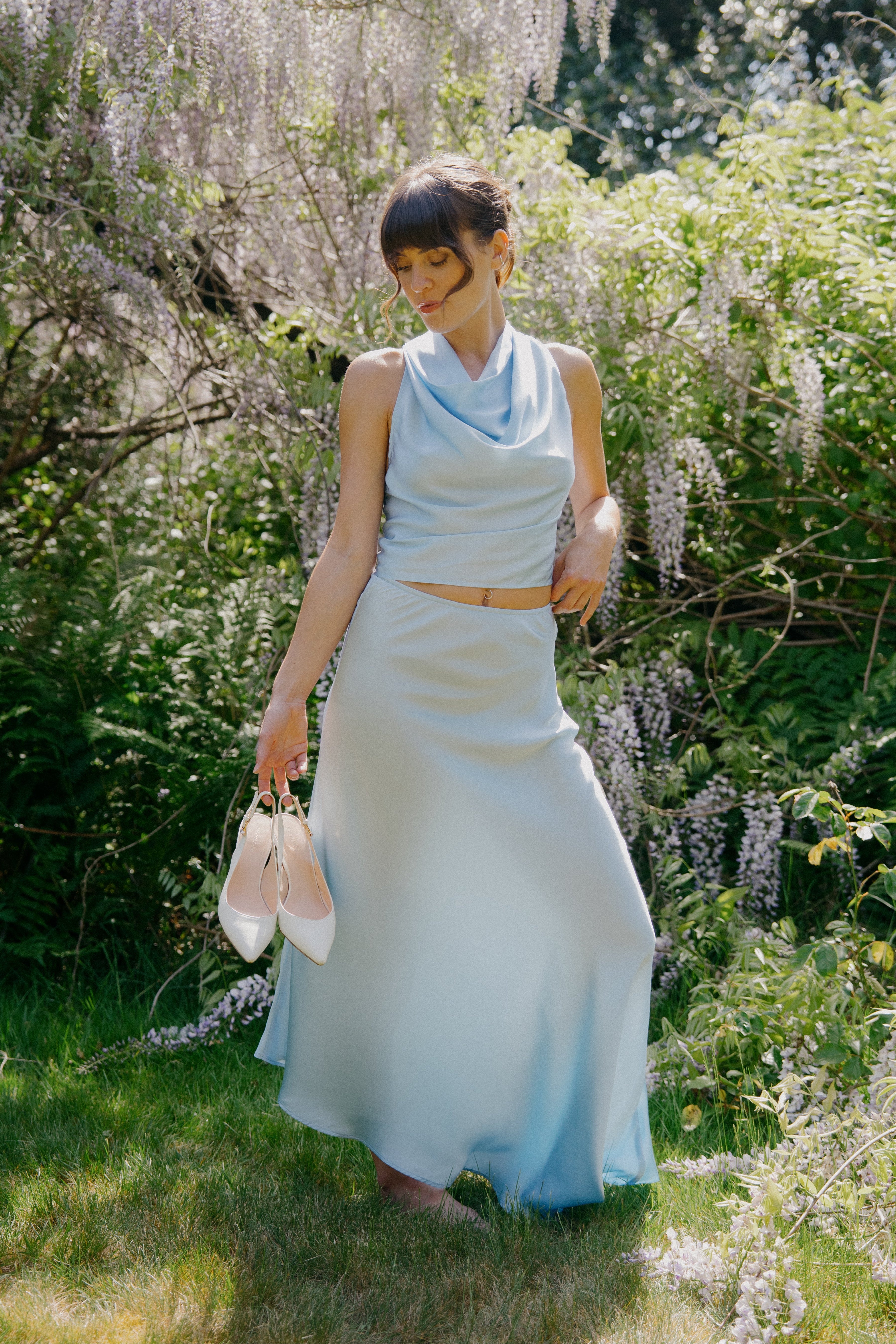 Silk Skirt - Sky